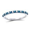 Image 1 : Blue Color Enhanced Diamond Band Ring 1/4 Cttw 10kt White Gold