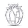 Image 3 : Baguette Diamond Cluster Strand Fashion Ring 1-1/8 Cttw 14kt White Gold