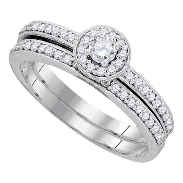 Diamond Bridal Wedding Ring Band Set 1/2 Cttw 10kt White Gold