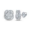 Image 1 : Diamond Cluster Earrings 7/8 Cttw 18kt White Gold