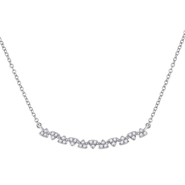 Diamond Curved Bar Necklace 1/6 Cttw 14kt White Gold