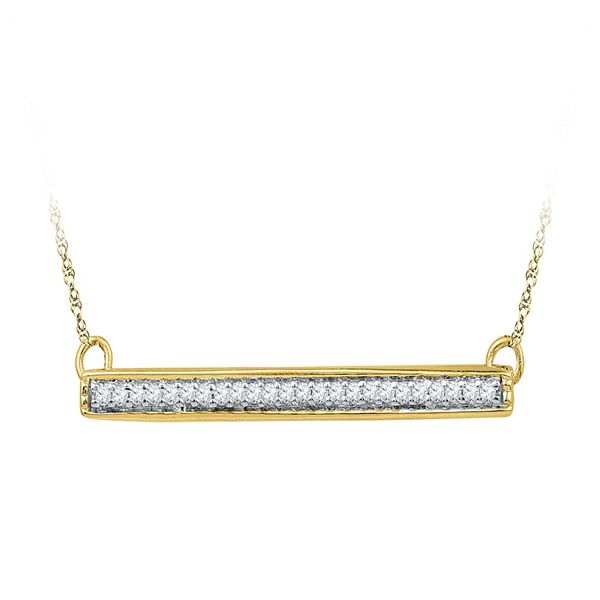 Diamond Horizontal Bar Pendant Necklace 1/10 Cttw 10kt Yellow Gold