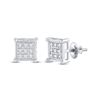 Image 1 : Diamond Square Earrings 1/20 Cttw 10kt White Gold