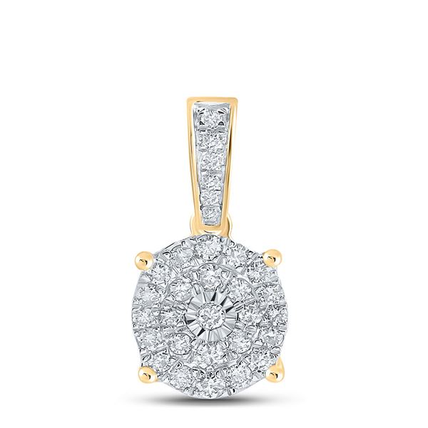 Diamond Cluster Pendant 1/3 Cttw 10kt Yellow Gold