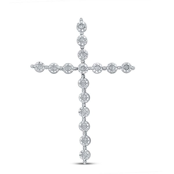 Diamond Cross Pendant 1/8 Cttw Sterling Silver