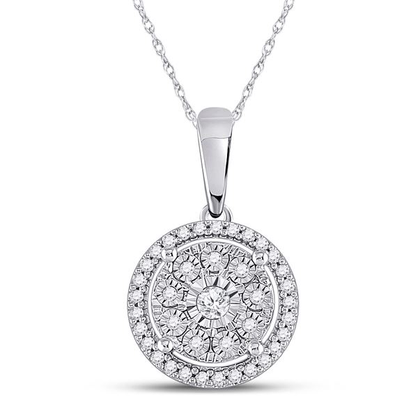 Diamond Fashion Halo Cluster Pendant 1/6 Cttw 10kt White Gold