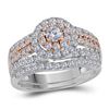 Image 1 : Diamond Bridal Wedding Ring Band Set 1-1/2 Cttw 14kt Two-tone Gold