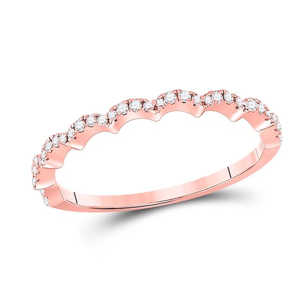 Diamond Scalloped Stackable Band Ring 1/8 Cttw 10kt Rose Gold