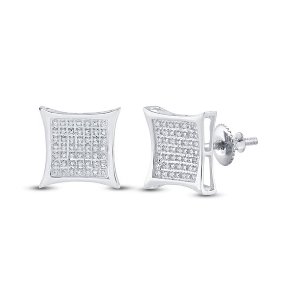 Diamond Kite Square Earrings 1/5 Cttw Sterling Silver