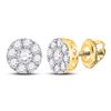 Image 1 : Diamond Flower Cluster Earrings 3/4 Cttw 10kt Yellow Gold