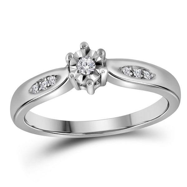 Sterling Silver Diamond Solitaire Bridal Wedding Engagement Ring 1/20 Cttw Sterling Silver