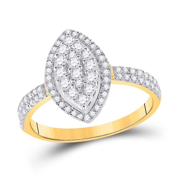 Diamond Marquise-shape Cluster Ring 5/8 Cttw 10kt Yellow Gold