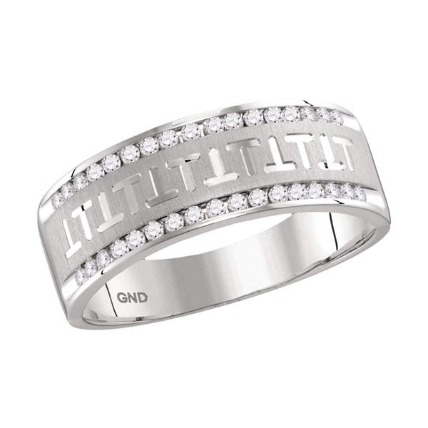 Mens Diamond Wedding Band Ring 1/3 Cttw 14kt White Gold