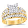 Image 2 : His Hers Diamond Square Matching Wedding Set 1-1/5 Cttw 14kt Yellow Gold