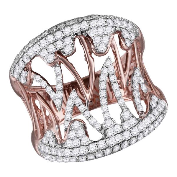 Diamond Cocktail Band Ring 1 Cttw 10kt Two-tone Gold