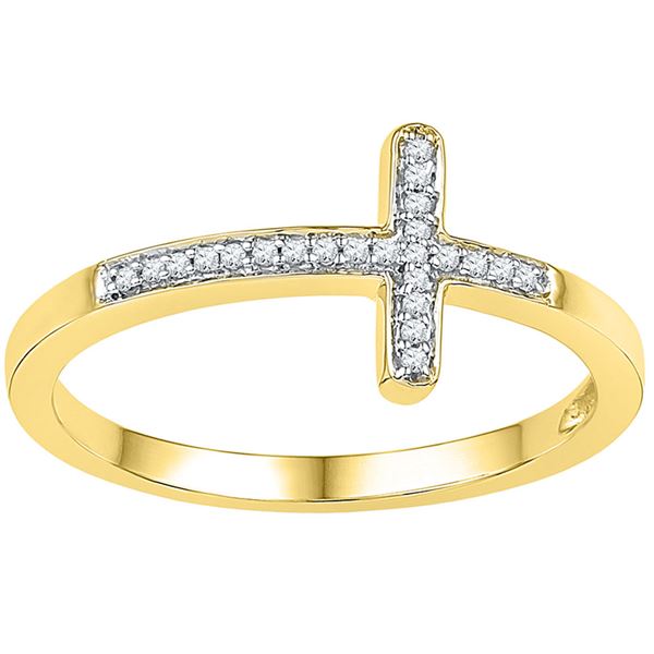 Diamond Cross Religious Band Ring 1/20 Cttw 10kt Yellow Gold