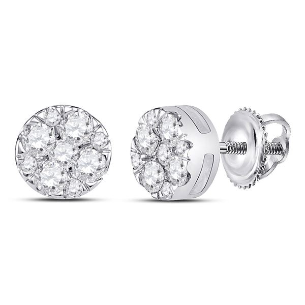 Diamond Fashion Cluster Earrings 1/4 Cttw 14kt White Gold