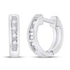 Image 1 : Diamond Single Row Huggie Earrings 1/20 Cttw 10kt White Gold