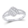 Image 1 : Baguette Diamond Offset Square Cluster Ring 3/8 Cttw 14kt White Gold