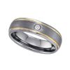 Image 1 : Two-tone Tungsten Carbide Mens Diamond Band Ring .01 Cttw Size 8.5 Two-tone Tungsten
