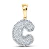 Image 1 : Mens Diamond Bubble C Letter Charm Pendant 1/2 Cttw 10kt Yellow Gold