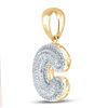 Image 2 : Mens Diamond Bubble C Letter Charm Pendant 1/2 Cttw 10kt Yellow Gold