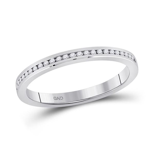 Diamond Single Row Band Ring 1/10 Cttw 14kt White Gold