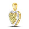 Image 2 : Yellow Diamond Heart Frame Pendant 7/8 Cttw 14kt Yellow Gold