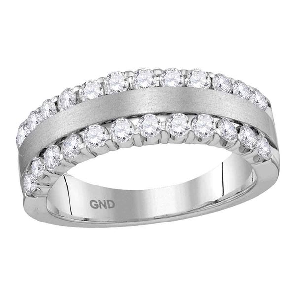 Machine-Set Diamond Band Ring 1 Cttw 14kt Brushed White Gold