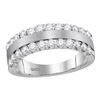 Image 1 : Machine-Set Diamond Band Ring 1 Cttw 14kt Brushed White Gold