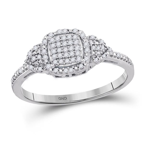 Diamond Square Cluster Ring 1/6 Cttw 10kt White Gold