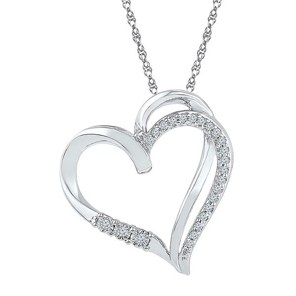 Diamond Heart Pendant 1/10 Cttw Sterling Silver