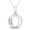 Image 1 : Diamond O Initial Letter Pendant 1/20 Cttw 10kt White Gold