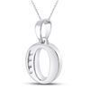 Image 2 : Diamond O Initial Letter Pendant 1/20 Cttw 10kt White Gold