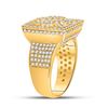 Image 4 : Mens Diamond Square Cluster Ring 2 Cttw 14kt Yellow Gold