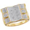 Image 1 : Mens Diamond Concave Cluster Ring 3/4 Cttw 10kt Yellow Gold