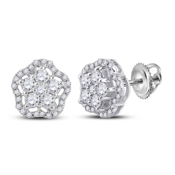 Diamond Star Earrings 1/2 Cttw 14kt White Gold