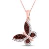 Image 1 : Red Color Enhanced Diamond Butterfly Bug Pendant 1/5 Cttw 10kt Rose Gold