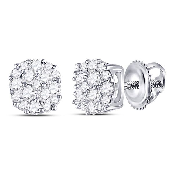 Diamond Fashion Cluster Earrings 1/5 Cttw 10kt White Gold
