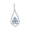 Image 1 : Pear Aquamarine Diamond Teardrop Pendant 1-1/2 Cttw 14kt White Gold