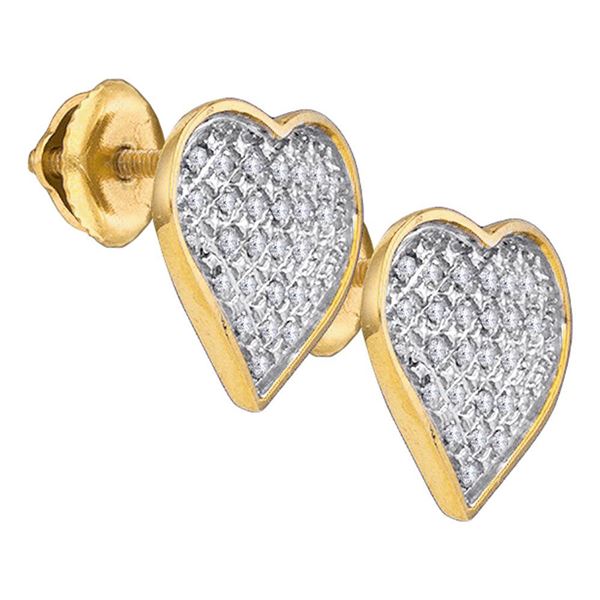 Diamond Heart Earrings 1/6 Cttw Yellow-tone Sterling Silver