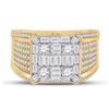Image 2 : Mens Baguette Diamond Square Ring 2-7/8 Cttw 14kt Yellow Gold