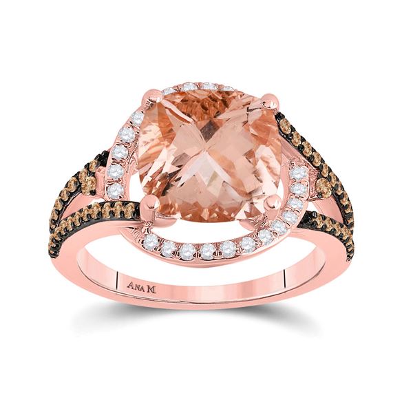 Cushion Morganite Diamond Solitaire Ring 4 Cttw 14kt Rose Gold