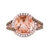 Image 2 : Cushion Morganite Diamond Solitaire Ring 4 Cttw 14kt Rose Gold