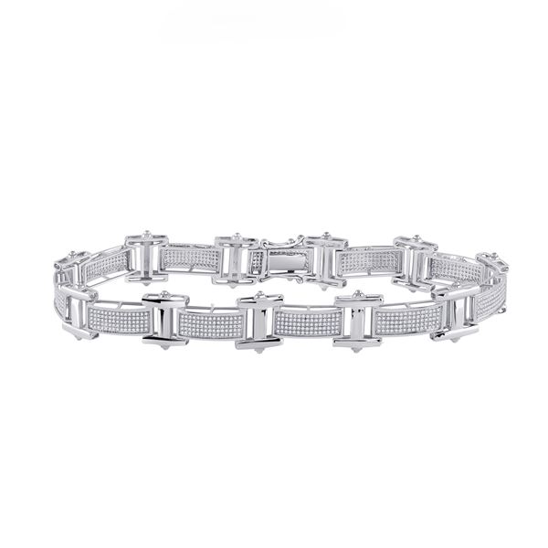 Mens Diamond Link Bracelet 1-3/8 Cttw 10kt White Gold