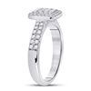 Image 3 : Diamond Rectangle Cluster Ring 1/2 Cttw 14kt White Gold