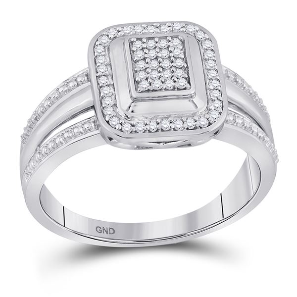 Diamond Square Cluster Ring 1/6 Cttw 10kt White Gold