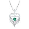 Image 1 : Lab-Created Emerald Heart Pendant 5/8 Cttw Sterling Silver