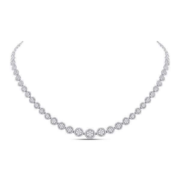 Diamond Graduated Halo Tennis Necklace 3 Cttw 14kt White Gold