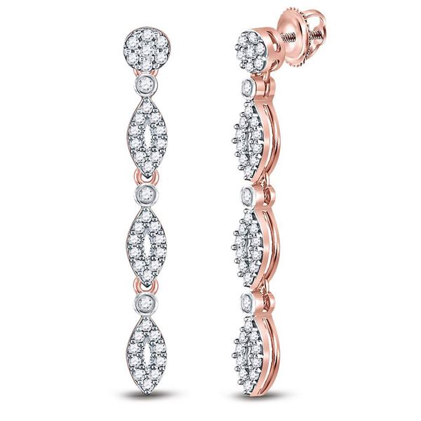 Diamond Oval Dangle Earrings 3/8 Cttw 14kt Rose Gold